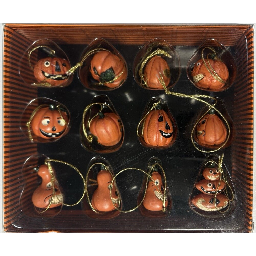 Retro Halloween Ornament Set Pumpkins Jack O’Lantern Decor 12